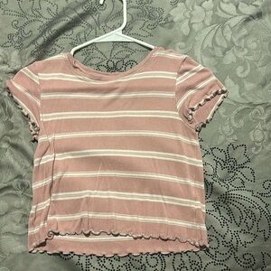 Crop top pink and white shirt, kids size 12.